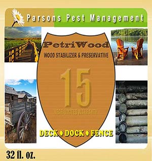 Petriwood Cedar Shield Wood Treatment label is shown