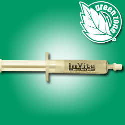 Invite Moth Lure Gel is shown in its syringe on a green background with the green zone symbol