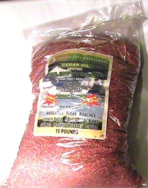 Cedarcide Safe Granules are made of red cedar and repel over 75 types of bugs