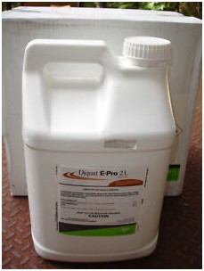Diquat E-Pro Herbicide works well in a variety of situations and is shown here in a gallon jug!