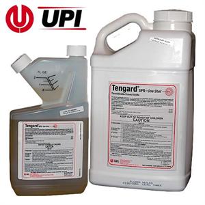 Tengard SFR 36.8% Concentrated Permethrin is shown both in it's quart and 1.25 gallon bottle packaging Killing fleas has never been easier!