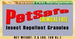 Pet Safe Insect Repellent Granules label is shown