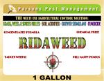 Rid A Weed's label is shown this highly concentrated vinegar related power product great for killing insects including spiders and much more as well as weed control, fungus control and much more!