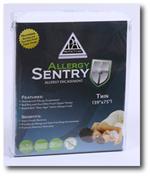 Allergy Sentry Mattress Encasement is shown in its packaging. This effective mattress cover protects from dust mites, bed bugs, allergens, and more!